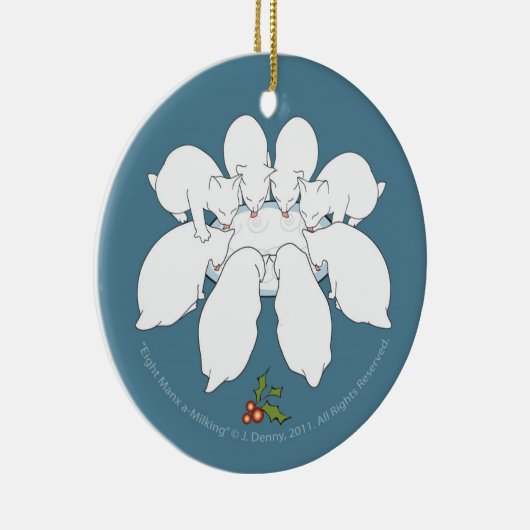 Acht Manx a-Milking... dubbelzijdig Keramisch Ornament (Rechts)