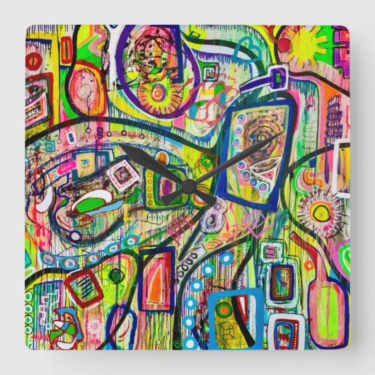 Acht Martinis Wall Clock Vierkante Klok (Voorkant)