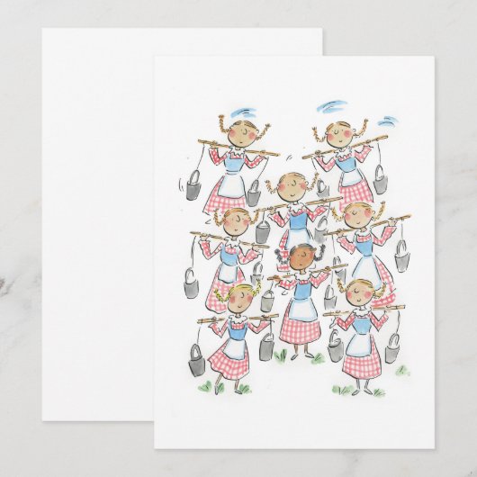 Acht meiden bij het melken kaart (Voorkant / Achterkant)