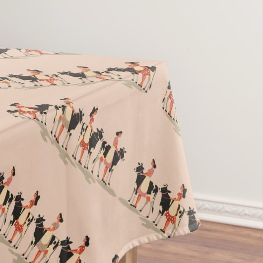 Acht meiden een melken cut-out stencil-stijl 3 tafelkleed (Voorbeeld)