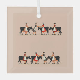 Acht meiden een melken cut-out stencil-stijl 4 glas ornament