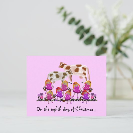 Acht meiden melken Briefkaarten (Staand voorkant)