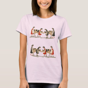 Acht Melkmeisjes Knip-mal Stencil-Stijl 2 T-shirt