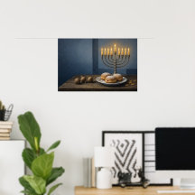 Acht nachten aan tafel Hanukkah-poster