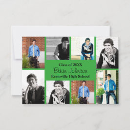 Acht/negen foto's groen - 3x5 Afstudeerder aankond Kaart