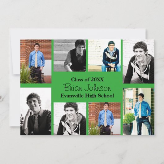 Acht/Negen Foto's Groen - Afstudeeraankondiging Kaart (Voorkant)