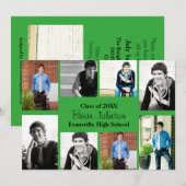 Acht/Negen Foto's Groen - Afstudeeraankondiging Kaart (Voorkant / Achterkant)