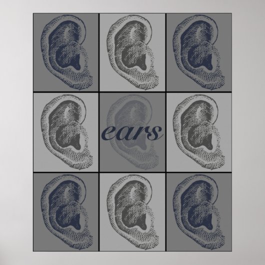 Acht oren grafisch poster (Voorkant)