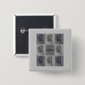 Acht oren grafisch vierkante button 5,1 cm (Voorkant /achterkant)