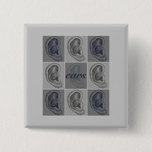 Acht oren grafisch vierkante button 5,1 cm (Voorkant)