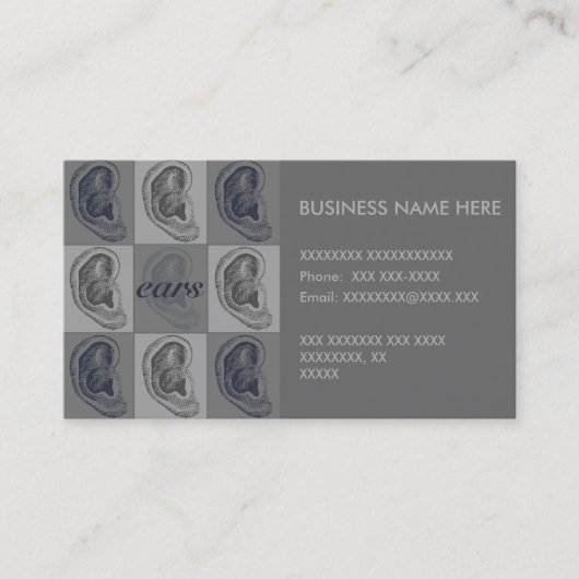 Acht oren grafisch visitekaartje (Voorkant)