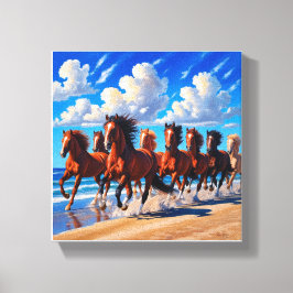 Acht paardencanvas schilderij Lucky Canvas Afdruk