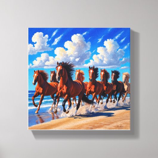 Acht paardencanvas schilderij Lucky Canvas Afdruk (Voorkant)