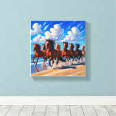 Acht paardencanvas schilderij Lucky Canvas Afdruk (Insitu (Houten vloer))