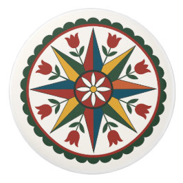 Acht-Pt Sterrenbloem Pennsylvania Nederlandse Hex Keramische Knop