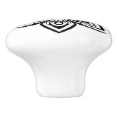 Acht punt witte sterventilator Mandala Keramische Knop (Zijkant)