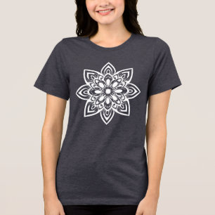 Acht punt witte sterventilator Mandala Tri-Blend Shirt