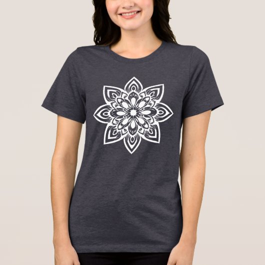 Acht punt witte sterventilator Mandala Tri-Blend Shirt (Voorkant)