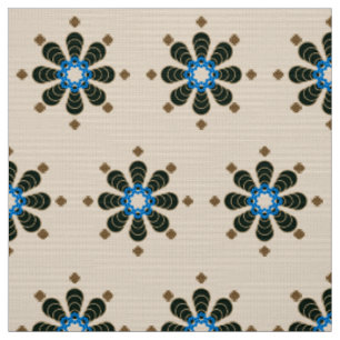 Acht punten Mandala, Chocolade, Tan, Beige en Blue Stof