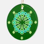 Acht punten Mandala, Dark Jade Green en Aqua Keramisch Ornament (Links)