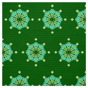 Acht punten Mandala, Dark Jade Green en Aqua Stof