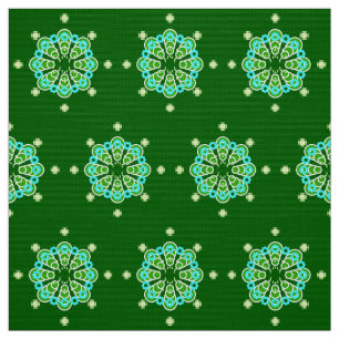 Acht punten Mandala, Dark Jade Green en Aqua Stof