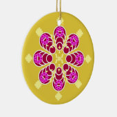 Acht punten Mandala, Mustard Gold en Paars Keramisch Ornament (Rechts)