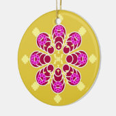 Acht punten Mandala, Mustard Gold en Paars Keramisch Ornament (Links)