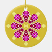 Acht punten Mandala, Mustard Gold en Paars Keramisch Ornament (Achterkant)
