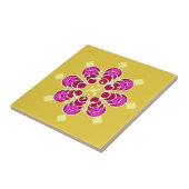 Acht punten Mandala, Mustard Gold en Paars Tegeltje (Zijkant)