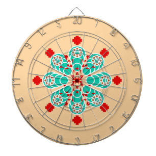 Acht punten Mandala - turquoise en perziken Dartbord