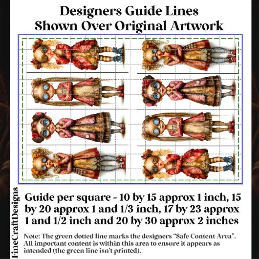 Acht Schattigee eigenzinnige Steampunk Meisjes DV3 Tissuepapier