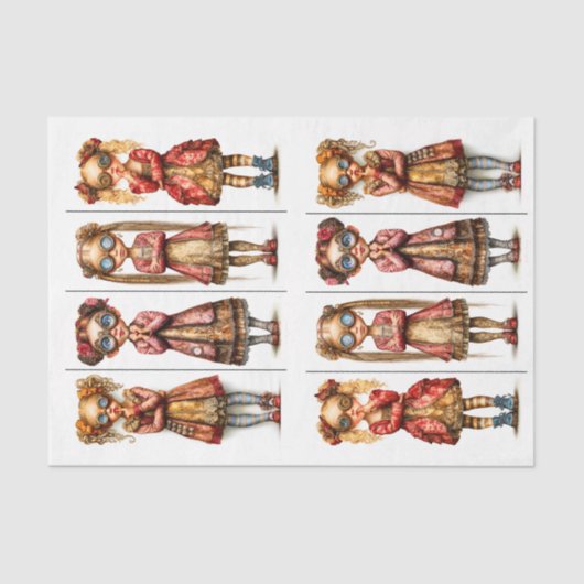 Acht Schattigee eigenzinnige Steampunk Meisjes DV3 Tissuepapier (Voorkant)