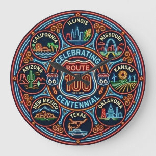 Acht State Route 66 Centennial Neon Grote Klok