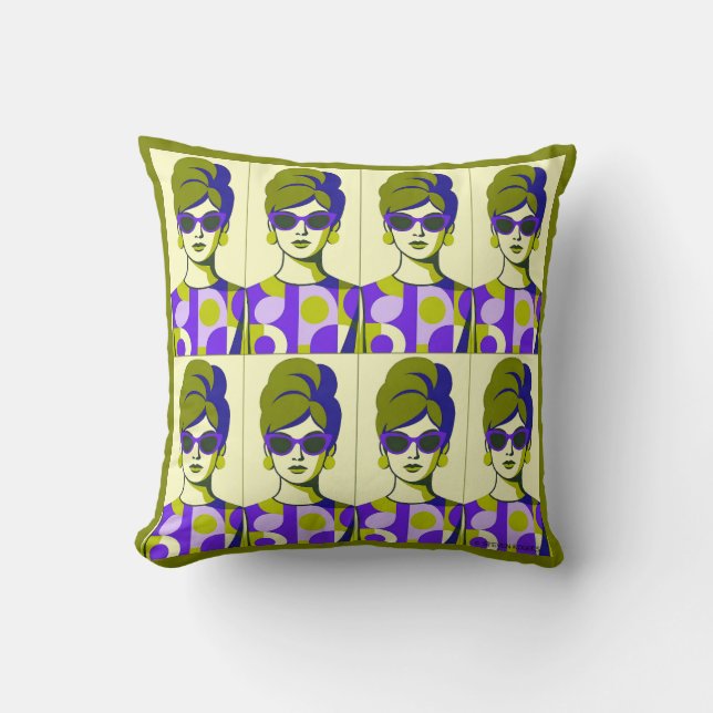 Acht tinten vet. 16 x 16 inch. kussen (Voorkant)