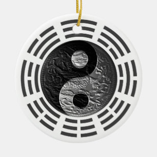 Acht trigrammen Yin Yang Embossed-like draak Keramisch Ornament