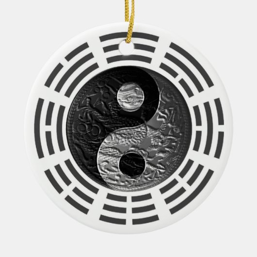 Acht trigrammen Yin Yang Embossed-like draak Keramisch Ornament (Voorkant)
