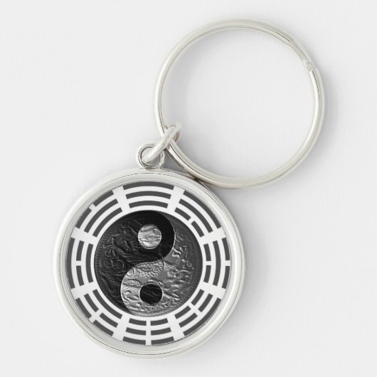 Acht trigrammen Yin Yang Embossed-like draak Sleutelhanger (Voorkant)