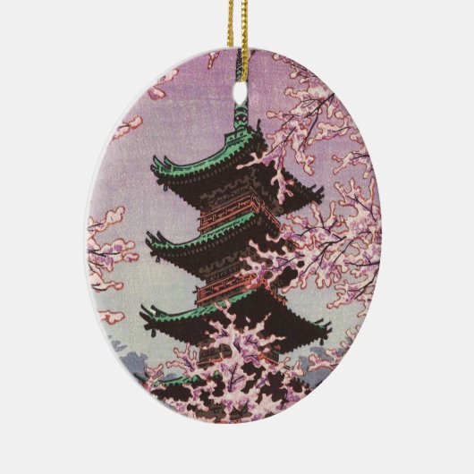 Acht Uitzichten van Tokyo Ueno Toshogu Shrine Kasa Keramisch Ornament (Rechts)