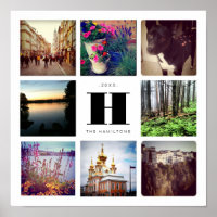 Acht Vierkante Fotocollage met Familie Monogram