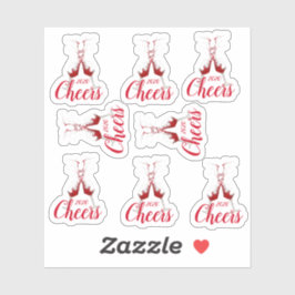 Acht wijnglazen spetterende rode wijn sticker