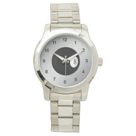 Acht zwarte cijfers Silver Face Horloge
