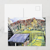 Achter de herberg, landschapsschilderij van Paul N Briefkaart (Voorkant / Achterkant)