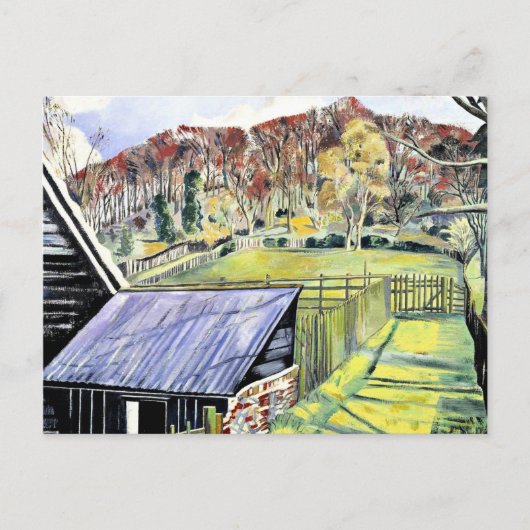 Achter de herberg, landschapsschilderij van Paul N Briefkaart (Voorkant)