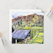 Achter de herberg, landschapsschilderij van Paul N Kaart (Voorkant / Achterkant in situ)