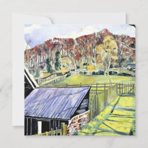 Achter de herberg, landschapsschilderij van Paul N Kaart