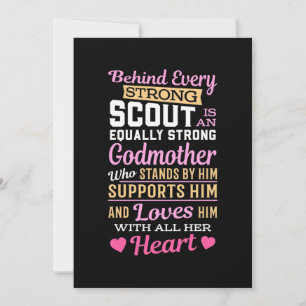 Achter de scout zit een sterke godmoeder save the date