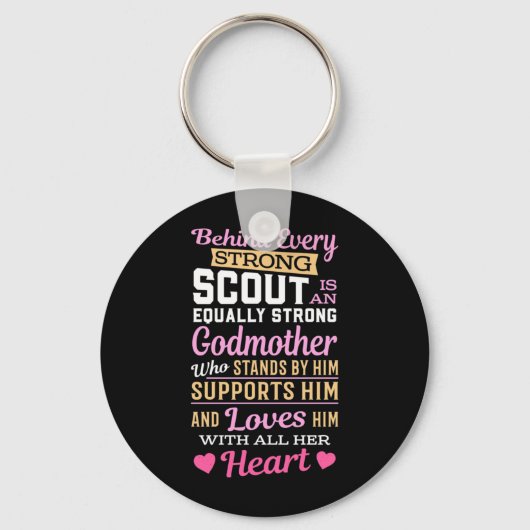 Achter de scout zit een sterke godmoeder sleutelhanger (Voorkant)