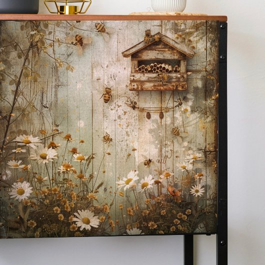Achter de tuin schuur decoupage tissuepapier