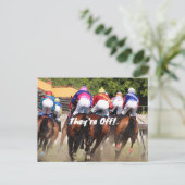 ACHTER DE UITNODIGING VOOR DE RACE BRIEFKAART (Staand voorkant)